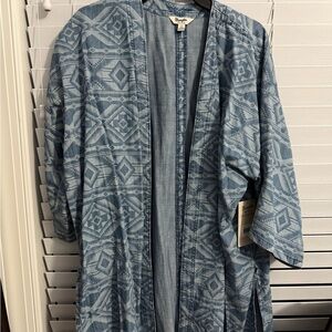 WRANGLER WOMEN'S GEOMETRIC DENIM KIMONO IN DENIM BLUE